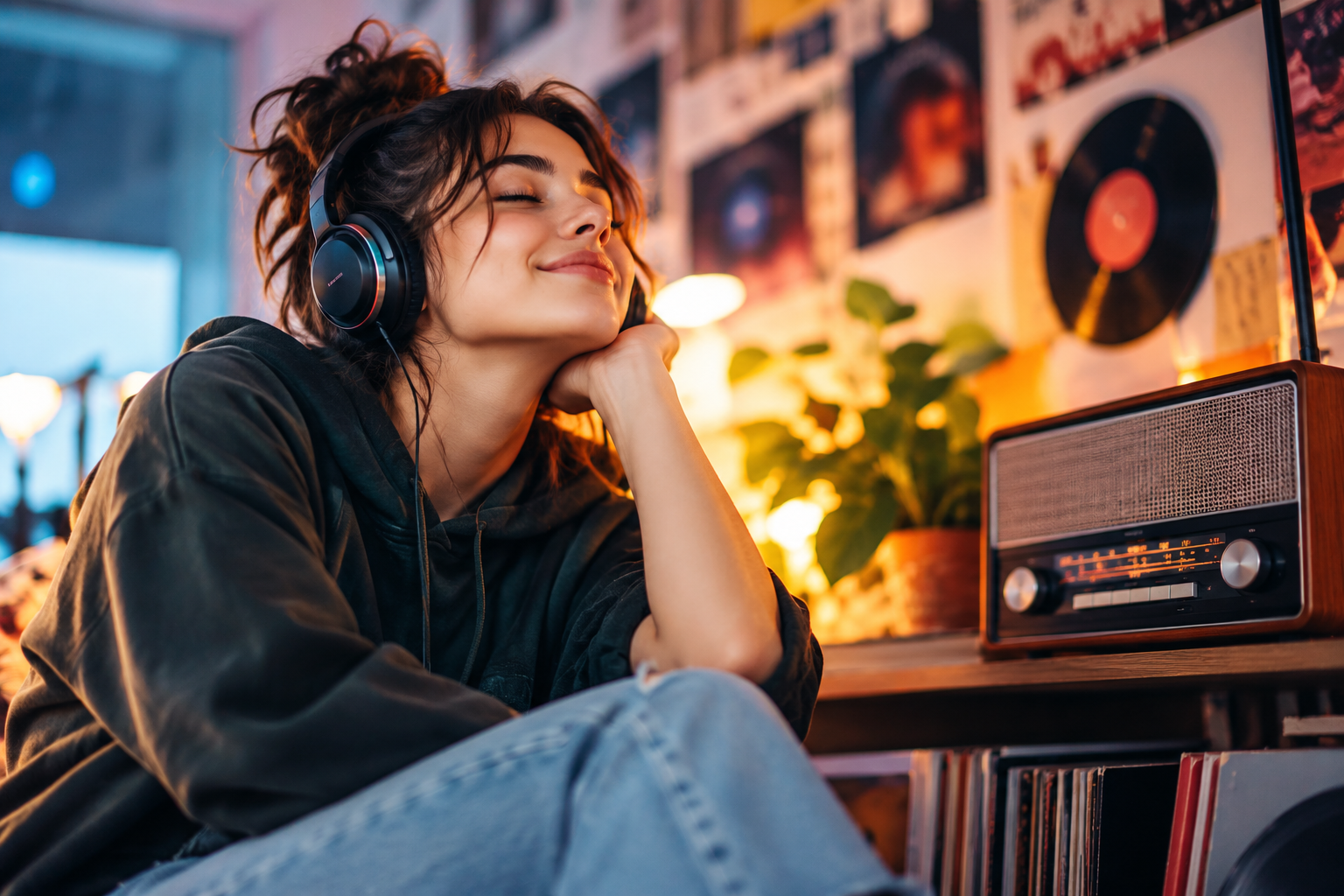Jóvenes escuchan la radio